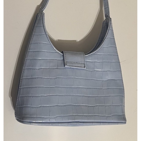 Urban Outfitters Baby Blue Croc-Embossed Baguette Shoulder Bag Y2K Style Purse - Picture 3 of 5